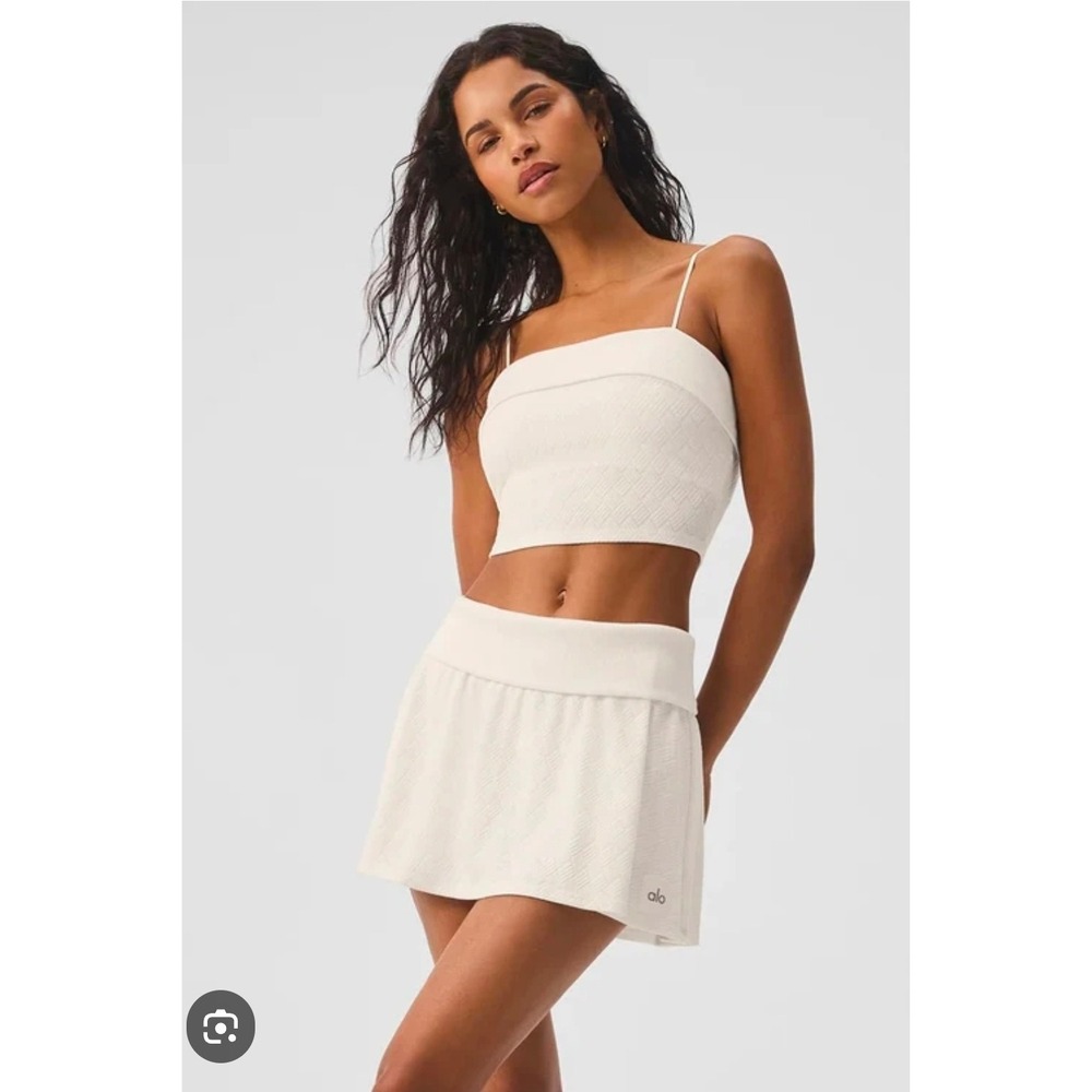 Alo Yoga Waffle Doubles Ivory Atheleisure Gym Textured Streetwear